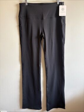 Bubblelime XL Black Yoga Pants High Rise Bootcut Flare Side Pockets NWT